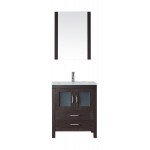 Dior 28" Single Bath Vanity in Espresso and Square Sink with Brushed Nickel Faucet and Matching Mirror