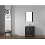 Dior 28" Single Bath Vanity in Espresso and Square Sink with Brushed Nickel Faucet and Matching Mirror