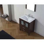 Dior 28" Single Bath Vanity in Espresso and Square Sink with Brushed Nickel Faucet and Matching Mirror