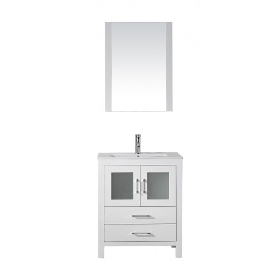 Dior 28" Single Bath Vanity in White and Square Sink and Matching Mirror