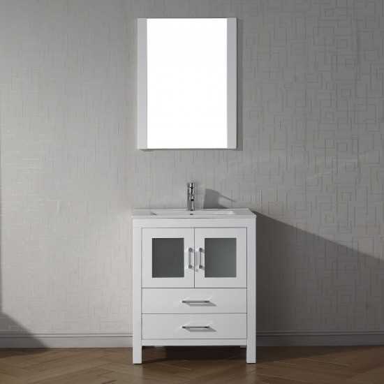 Dior 28" Single Bath Vanity in White and Square Sink and Matching Mirror