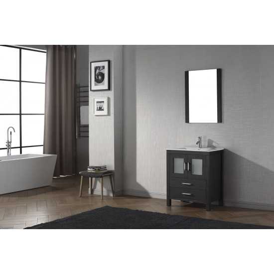 Dior 28" Single Bath Vanity in Zebra Gray and Square Sink and Matching Mirror