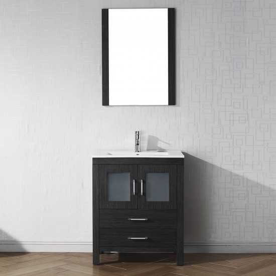 Dior 28" Single Bath Vanity in Zebra Gray and Square Sink with Brushed Nickel Faucet and Matching Mirror