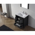 Dior 28" Single Bath Vanity in Zebra Gray and Square Sink with Brushed Nickel Faucet and Matching Mirror