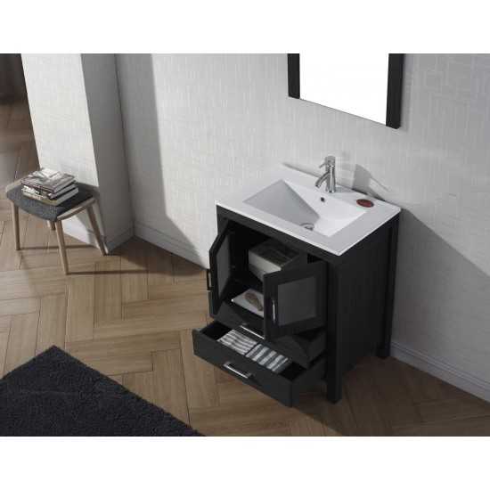 Dior 28" Single Bath Vanity in Zebra Gray and Square Sink with Brushed Nickel Faucet and Matching Mirror