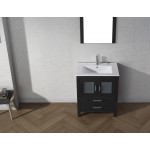 Dior 28" Single Bath Vanity in Zebra Gray and Square Sink with Brushed Nickel Faucet and Matching Mirror