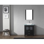 Dior 28" Single Bath Vanity in Zebra Gray with Green Glass Top and Square Sink with Brushed Nickel Faucet and Matching Mirror