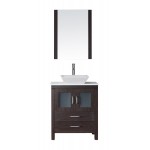 Dior 28" Single Bath Vanity in Espresso with White Engineered Stone Top and Square Sink and Matching Mirror