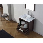 Dior 28" Single Bath Vanity in Espresso with White Engineered Stone Top and Square Sink and Matching Mirror