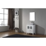 Dior 28" Single Bath Vanity in White with White Engineered Stone Top and Square Sink and Matching Mirror