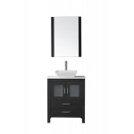Dior 28" Single Bath Vanity in Zebra Gray with White Engineered Stone Top and Square Sink and Matching Mirror