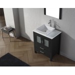 Dior 28" Single Bath Vanity in Zebra Gray with White Engineered Stone Top and Square Sink and Matching Mirror