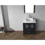 Dior 28" Single Bath Vanity in Zebra Gray with White Engineered Stone Top and Square Sink and Matching Mirror