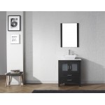 Dior 28" Single Bath Vanity in Zebra Gray with White Engineered Stone Top and Square Sink with Brushed Nickel Faucet and Mirr