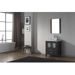 Dior 28" Single Bath Vanity in Zebra Gray with White Engineered Stone Top and Square Sink with Brushed Nickel Faucet and Mirr