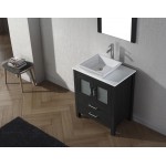 Dior 28" Single Bath Vanity in Zebra Gray with White Engineered Stone Top and Square Sink with Brushed Nickel Faucet and Mirr