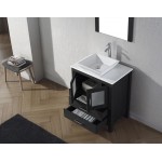 Dior 28" Single Bath Vanity in Zebra Gray with White Engineered Stone Top and Square Sink with Brushed Nickel Faucet and Mirr