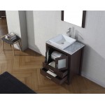 Dior 28" Single Bath Vanity in Espresso with White Marble Top and Square Sink and Matching Mirror