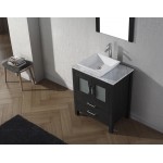 Dior 28" Single Bath Vanity in Zebra Gray with White Marble Top and Square Sink with Brushed Nickel Faucet and Matching Mirro