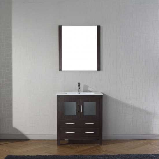 Dior 30" Single Bath Vanity in Espresso and Square Sink and Matching Mirror