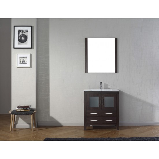 Dior 30" Single Bath Vanity in Espresso and Square Sink and Matching Mirror