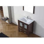 Dior 30" Single Bath Vanity in Espresso and Square Sink and Matching Mirror