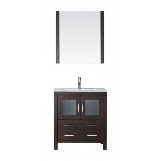 Dior 30" Single Bath Vanity in Espresso and Square Sink with Brushed Nickel Faucet and Matching Mirror