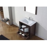 Dior 30" Single Bath Vanity in Espresso and Square Sink with Brushed Nickel Faucet and Matching Mirror