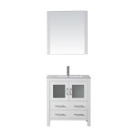 Dior 30" Single Bath Vanity in White and Square Sink and Matching Mirror