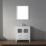 Dior 30" Single Bath Vanity in White and Square Sink and Matching Mirror