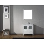 Dior 30" Single Bath Vanity in White and Square Sink and Matching Mirror