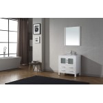 Dior 30" Single Bath Vanity in White and Square Sink and Matching Mirror