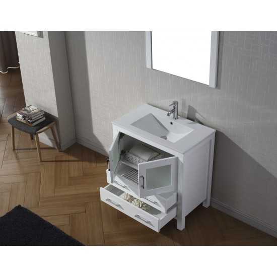 Dior 30" Single Bath Vanity in White and Square Sink and Matching Mirror