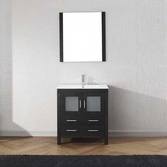 Dior 30" Single Bath Vanity in Zebra Gray and Square Sink and Matching Mirror