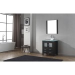 Dior 30" Single Bath Vanity in Zebra Gray with Green Glass Top and Square Sink and Matching Mirror