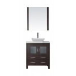 Dior 30" Single Bath Vanity in Espresso with White Engineered Stone Top and Square Sink and Matching Mirror