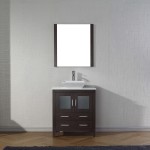 Dior 30" Single Bath Vanity in Espresso with White Engineered Stone Top and Square Sink and Matching Mirror