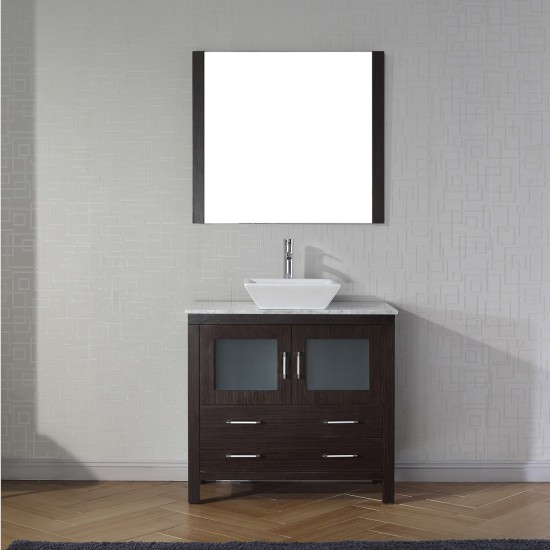 Dior 30" Single Bath Vanity in Espresso with White Marble Top and Square Sink and Matching Mirror