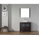 Dior 30" Single Bath Vanity in Espresso with White Marble Top and Square Sink and Matching Mirror