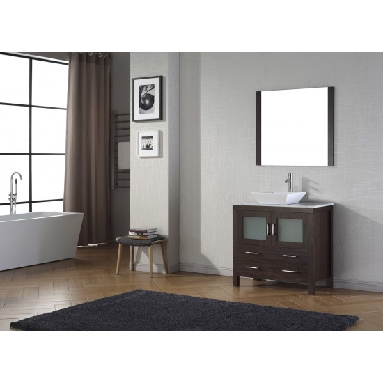 Dior 30" Single Bath Vanity in Espresso with White Marble Top and Square Sink and Matching Mirror