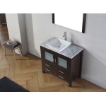 Dior 30" Single Bath Vanity in Espresso with White Marble Top and Square Sink and Matching Mirror