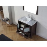 Dior 30" Single Bath Vanity in Espresso with White Marble Top and Square Sink and Matching Mirror