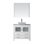 Dior 30" Single Bath Vanity in White with White Marble Top and Square Sink and Matching Mirror