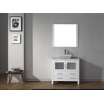 Dior 30" Single Bath Vanity in White with White Marble Top and Square Sink and Matching Mirror