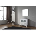 Dior 30" Single Bath Vanity in White with White Marble Top and Square Sink and Matching Mirror