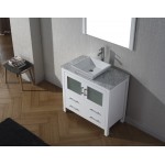 Dior 30" Single Bath Vanity in White with White Marble Top and Square Sink and Matching Mirror