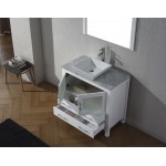 Dior 30" Single Bath Vanity in White with White Marble Top and Square Sink and Matching Mirror