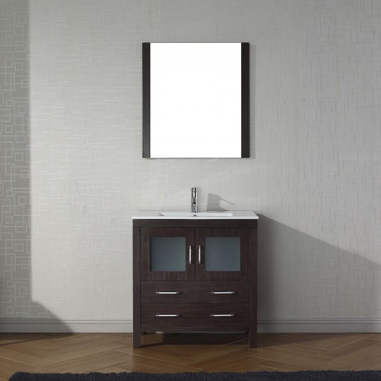 Dior 32" Single Bath Vanity in Espresso and Square Sink with Brushed Nickel Faucet and Matching Mirror