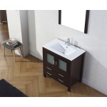 Dior 32" Single Bath Vanity in Espresso and Square Sink with Brushed Nickel Faucet and Matching Mirror
