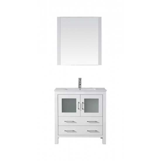 Dior 32" Single Bath Vanity in White and Square Sink and Matching Mirror